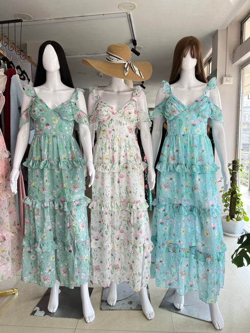 Summer Ruffle Sleeves Floral Sundress